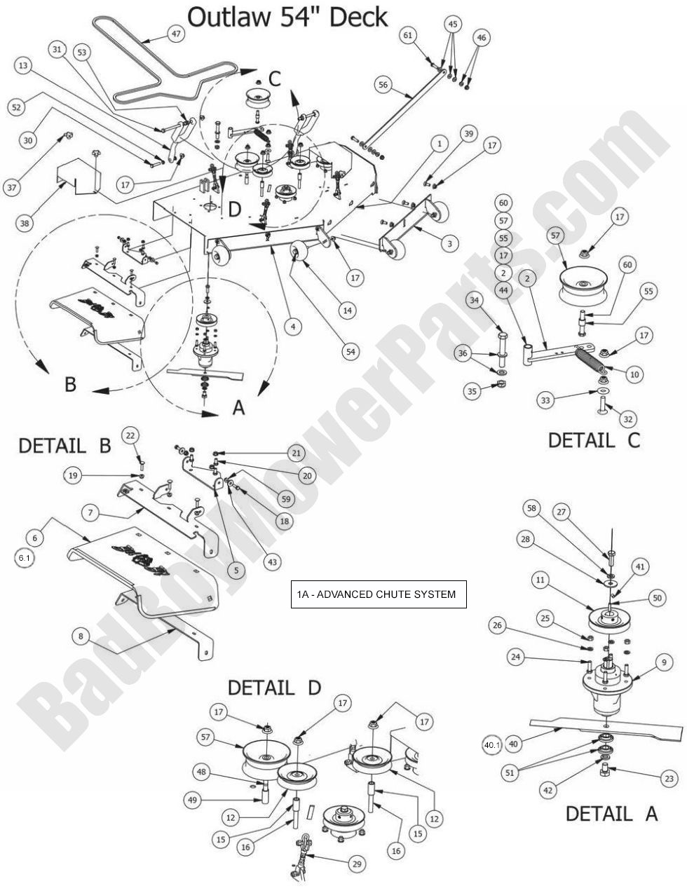 988 - Bad Boy Mower Parts Lookup > 2014 > Outlaw & Outlaw Extreme > 54\" Deck Assembly